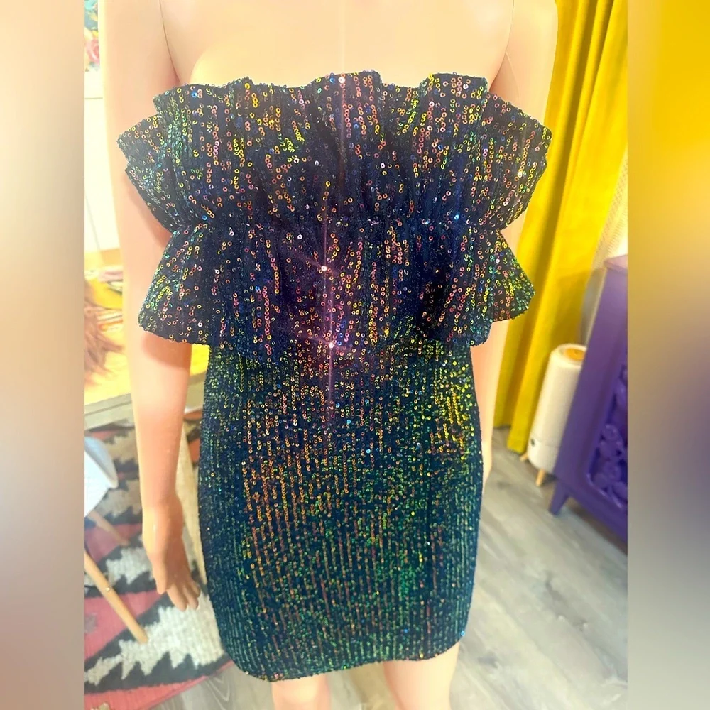 THIRTY/THIRTY LA Sequin Mini Dress Formal Sz M - Picture 9 of 16